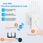 Repetidor WiFi, Amplificador de Señal WiFi, 6 Antenas, 2 Puertos Ethernet, Extensor WiFi, 1200 pies Cobertura 360°, Modos
