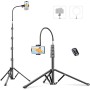 Victiv 224cm Tripode Movil Alto, Tripode para Movil con 35cm Cuello de Cisne& Mando a Distancia y Soporte para Teléfono Móvil,