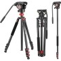 NEEWER 74.4" Trípode Monopie Básico Video Cabezal y 3 Vías Manija Pan Tilt Remoto, Cámara Superior Eje Central Horizontal,