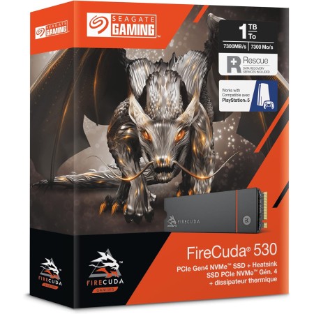Seagate FireCuda 530, 1 TB, Internal Solid State Drive - M.2 PCIe Gen4 ×4 NVMe 1.4, transfer speeds up to 7,300 MB/s, 3D TLC
