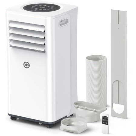 Aire Acondicionado Portátil 9000 BTU, 4 en 1: Refrigeración, Ventilador, Deshumidificador y Modo Sueño, Silencioso, con Mando,