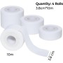 LiangMai Sport Tape White, Sport Tape Set of 4 Rolls (3.8cm x 10m) Self-adhesive Tape with Extra Strong Adhesive Strength, Skin