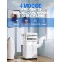 Aire Acondicionado Portátil 9000 BTU, 4 en 1: Refrigeración, Ventilador, Deshumidificador y Modo Sueño, Silencioso, con Mando,