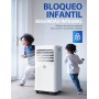 Aire Acondicionado Portátil 9000 BTU, 4 en 1: Refrigeración, Ventilador, Deshumidificador y Modo Sueño, Silencioso, con Mando,