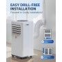 Aire Acondicionado Portátil 9000 BTU, 4 en 1: Refrigeración, Ventilador, Deshumidificador y Modo Sueño, Silencioso, con Mando,