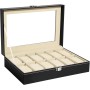 ZOGIN - Estuche para relojes con 12 compartimentos, color negro