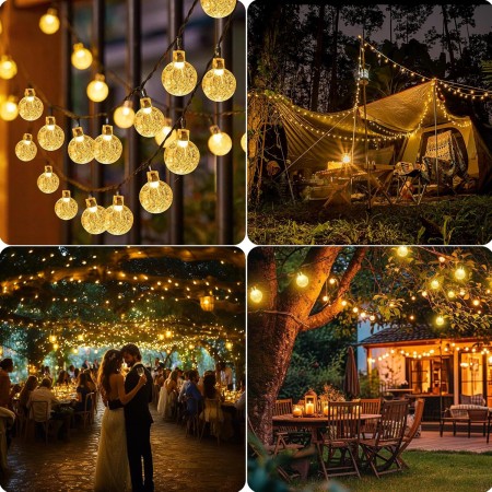 Realky Guirnaldas Luces Exterior Solar, 100 LED 8 Modos Guirnalda Luces Solares con Función de Memoria, IP65 Impermeable 18M