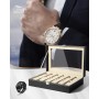 Uten Caja Relojes con 12 Compartimentos, Caja de madera para Reloj Ventana Transparente con Almohada Extraíble, Cierre de Metal,