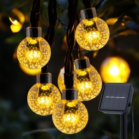 Guirnaldas Luces Exterior Solares, 8M 30 LED Guirnalda Luces Solar, IP65 Impermeable 8Modes Función Memoria Cadena de Luz Solar