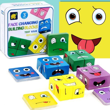 Puzzle de Cubo de Madera,Juguete sensorial,Colorido Cubo mágico de construcción Juguete Educativo Montessori para niños a Partir