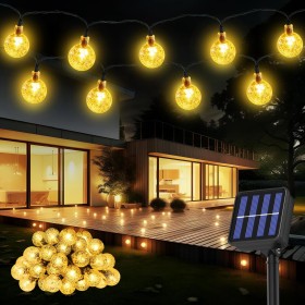 Luces Solares LED Exterior Jardín, 8M 30LED Guirnaldas Luces Solar, 8 Modos IP65 Impermeable Para Decorar Jardines, Patios,