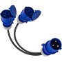 Adaptador CEE, 32 A macho a 2 enchufes de 16 A, IP44 de 2 vías, cable convertidor de 2 vías, divisor, generador de caravana, 230