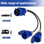 Adaptador CEE, 32 A macho a 2 enchufes de 16 A, IP44 de 2 vías, cable convertidor de 2 vías, divisor, generador de caravana, 230