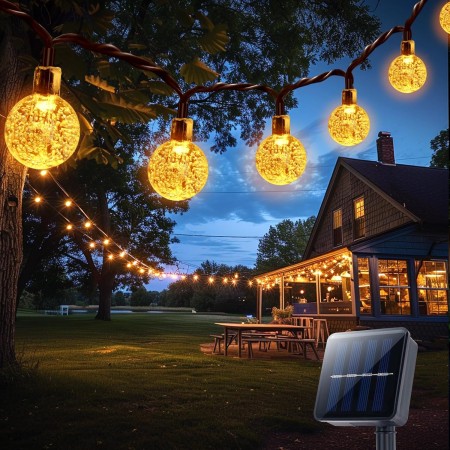 Luces Solares LED Exterior Jardín, 8M 30LED Guirnaldas Luces Solar, 8 Modos IP65 Impermeable Para Decorar Jardines, Patios,