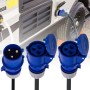 Adaptador CEE, 32 A macho a 2 enchufes de 16 A, IP44 de 2 vías, cable convertidor de 2 vías, divisor, generador de caravana, 230