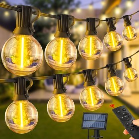 Warlisou Solar al aire libre cadena de luces de jardín: G40 50ft Led Blub - 15M Lámparas Solares de Jardín Luces de Control