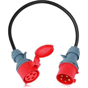 Adaptador CEE 5P 32A macho a 16 A, adaptador CEE, cable adaptador de alta corriente de 5 pines, impermeable IP44 – 5 x 2,5 mm²,