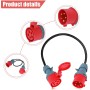 Adaptador CEE 5P 32A macho a 16 A, adaptador CEE, cable adaptador de alta corriente de 5 pines, impermeable IP44 – 5 x 2,5 mm²,
