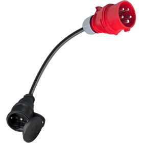 CEE 16A Starkstrom Stecker auf Schuko Kupplung 230V 3x2,5mm² Gummischlauchleitung IP44, mit 0,5m Kabellänge Elektroauto