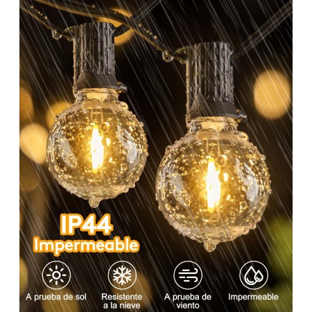 Guirnalda-Luces-Exterior-Jardín-Led 20M G40 Bombillas 65.5ft Luz Exteriores Guirnaldas Dimmable IP44 Impermeable Conectable
