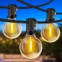 Rintea Guirnalda Luces Exterior, 20M/66FT con 30+2 Bombillas, Luces Exterior Jardin Enchufables, Blanco Cálido 2700 K, IP44