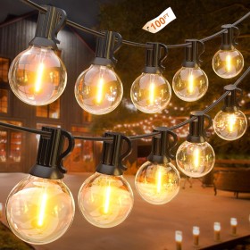 GLUROO 30M Guirnaldas Luminosas de Exterior LED, G40, IP45 Impermeable con 50+2 Bombillas de Plástico, Inastillable Cadena de