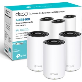 TP-Link Deco XE75 Mesh WLAN Set (Pack de 3), Enrutador y Repetidor Tribanda Wi-Fi 6E AXE5400, 3 Puertos Gigabit para Cada