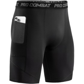 Niksa 1/3 Pieces Men's Running Tights Short Tights Men's Workout Shorts with Cell Phone Pocket Quick Dry Breathable Shorts