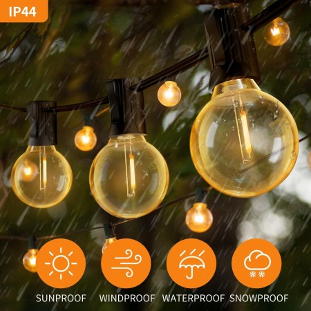 Guirnaldas de Luces Exterior, 19M LED Cadena de Luz con 30 + 3 Bombillas, IP44 Impermeable Guirnaldas Luminosas Exterior y
