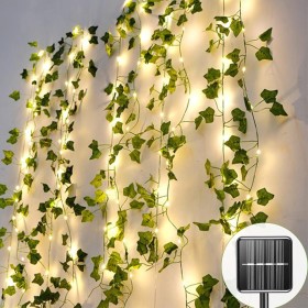 A.bigwhale 12M 120 LED Guirnalda Luces Exterior Solar, Hiedra Artificial con Luces Solares, 8 Modos Impermeable LED Solar Luz