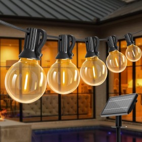 Bomcosy Cadena De Luces Solares Para Exterior De 24 M, Cadena De Luces Solares Para Exteriores, IP45, Impermeable, Para Patio,