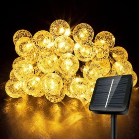 Guirnalda Luces Exterior 40LED 6M, Alimentado por Energía Solar 8 Modos Luces Solares Led Exterior/Interior, IP65 Impermeable