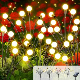 AUINSKY 4 Piezas Luces Solares de Luciérnaga con 8 Bolas IP65 Impermeables Romántico, Led Exterior para Jardín, Patio,