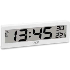 ADE Reloj Digital radiocontrolado con indicador de Temperatura | dígitos Muy Grandes | Pantalla de fácil Lectura | Blanco