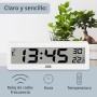ADE Reloj Digital radiocontrolado con indicador de Temperatura | dígitos Muy Grandes | Pantalla de fácil Lectura | Blanco