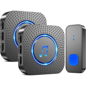SURFOU Timbre Inalámbrico Exterior Interior Impermeable, Campainha Sem Fios Exterior con 2 Receptores, Kit Wireless Doorbell
