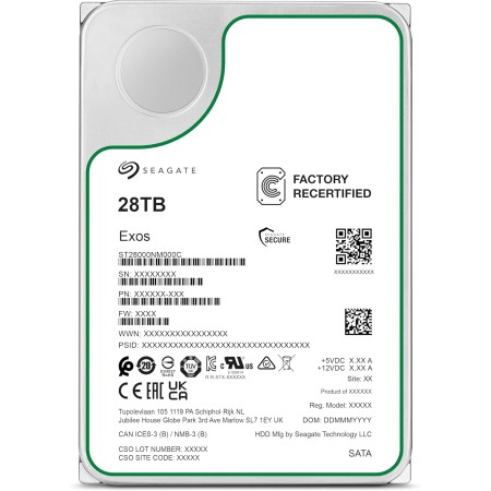 Seagate Exos ST28000NM000C - Disco duro interno (28 TB, SATA 6 Gb/s, 7200RPM, 512 MB de caché (Reacondicionado)
