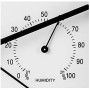 ELBE RP-3005-9 Reloj de pared con termómetro e higrómetro, mide temperatura y humedad, 25 cm diámetro, panel blanco marco plata,