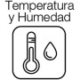 ELBE RP-3005-9 Reloj de pared con termómetro e higrómetro, mide temperatura y humedad, 25 cm diámetro, panel blanco marco plata,