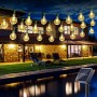 BrizLabs Guirnaldas Luces Exterior Solares, 6.5M 30 LED Cadena de Luces Solar Impermeable 8 Modos Iluminación para Interiores y