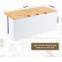 QOUBNIC Caja de Gestión de Cables con Tapa de Bambú, Caja Organizadora Cables Esconder Cables Caja Cables para Ocultar y
