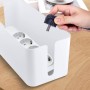 QOUBNIC Caja de Gestión de Cables con Tapa de Bambú, Caja Organizadora Cables Esconder Cables Caja Cables para Ocultar y