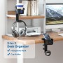 KDD 2 en 1 Soporte Cascos Gaming con Soporte Taza Escritorio - Soporte Auriculares Giratorio con Abrazadera Bajo el Escritorio -