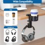 KDD 2 en 1 Soporte Cascos Gaming con Soporte Taza Escritorio - Soporte Auriculares Giratorio con Abrazadera Bajo el Escritorio -