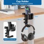 KDD 2 en 1 Soporte Cascos Gaming con Soporte Taza Escritorio - Soporte Auriculares Giratorio con Abrazadera Bajo el Escritorio -