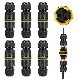 6 Piezas Conector Impermeable IP68, Empalmes Cables Electricos Estancos, Caja de Conectores, Conector de Cable Exterior para