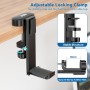 KDD 2 en 1 Soporte Cascos Gaming con Soporte Taza Escritorio - Soporte Auriculares Giratorio con Abrazadera Bajo el Escritorio -
