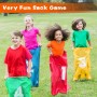 POWLYB Juegos de Carreras de Sacos, Juegos al Aire Libre, Huevo y Cuchara, Juego de Lanzamiento de Anillos, Medalla y Silbatos,