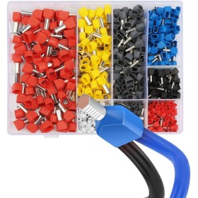 Asyduey Kit de Férulas de Alambre Doble de 750 Piezas, Férulas de Terminal de Cable, Conector de Engarzado, Férulas Gemelas, Kit