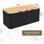 QOUBNIC Caja de Gestión de Cables con Tapa de Bambú, Caja Organizadora Cables Esconder Cables Caja Cables para Ocultar y
